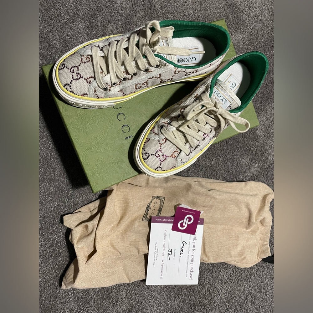 Gucci 1977 sparkle classic gg logo tennis shoes - Picture 2 of 16